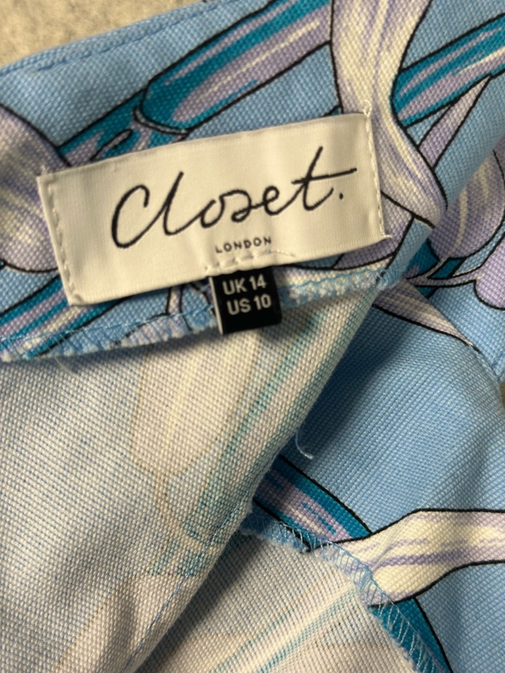 Closet London Cotton Blue Floral Tropical Sleeveless Belted Jumpsuit 10 UK 14 - Picture 10 of 13